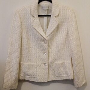 Jones New York Cream Textured Blazer